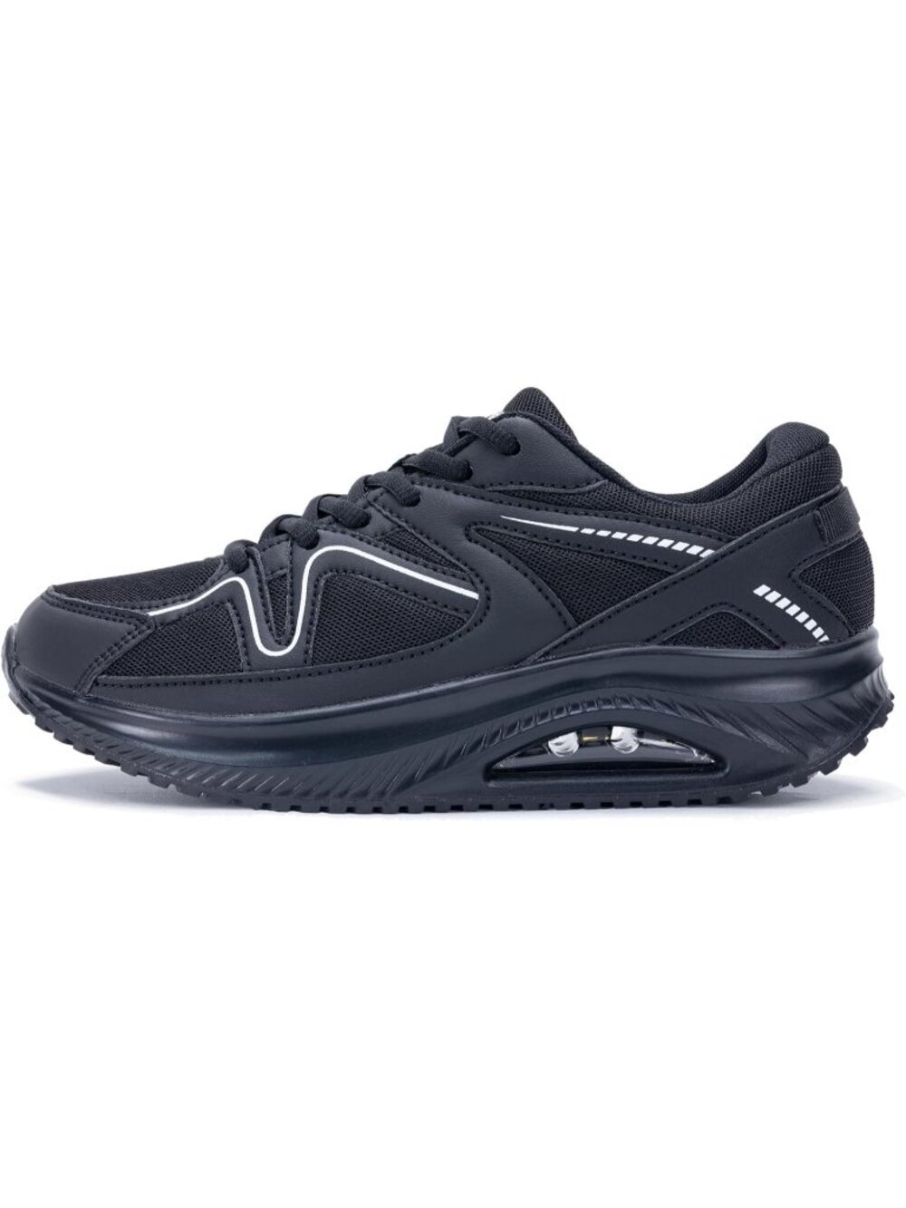 Women's Black White Sneakers Lace-up Slip On Walking Tennis Shoes Easy To Wear